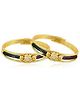 Akinos Kids Spiral Designed & Rhinestone Embellished Gold Plated Alloy Based Bangles - Gold