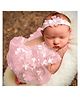 MOMISY Baby Girl Crochet Romper with Lace and Headband, Photography Photoshoot Costume (Pink, 0-3 Months)