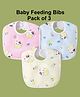 JOY BUZZ joy buzz Waterproof Feeding Bibs with Snap Button Closure Animal Print Pack of 3 - Multicolor
