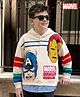 Pine Kids Marvel Terry Knit Full Sleeves Hooded Overlap Sweatshirt With Avengers Graphics - White