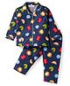 Enfance Core Full Sleeves Baby Animals Printed Coordinating Night Suit Set - Navy Blue