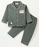 Enfance Core Full Sleeves Typography Patch Embroidered Night Suit Set - Pista
