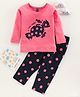 Enfance Core Full Sleeves Candy & Polka Dots Printed Night Suit Set - Dark Peach
