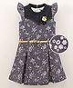 Enfance Core Cap Sleeves Floral Printed & Applique Detailed Dress - Black