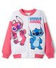 Pine Kids Disney Terry Knit Full Sleeves Sweatjacket With Stitch & Angel Graphics - Pink & White