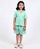 Tilism Knit Half Sleeves Juice Printed Shirt & Shorts Coordinating Night Suit Set - Multi Colour