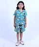 Tilism Cotton Knit Half Sleeves Spooky Pumpkin Printed Coordinating Shirt & Shorts Night Suit Set - Multi Colour