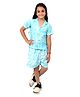 Tilism Knit Half Sleeves Leaves Printed Shirt & Shorts Coordinating Night Suit Set - Multi Colour
