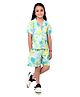 Tilism Knit Half Sleeves Floral Printed Shirt & Shorts Coordinating Night Suit Set - Multi Colour