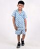 Tilism Knit Half Sleeves Abstract Printed Shirt & Shorts Coordinating Night Suit Set - Multi Colour