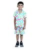 Tilism Cotton Knit Half Sleeves Bunny Printed Coordinating Shirt & Shorts Night Suit Set - Multi Colour