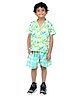 Tilism Knit Half Sleeves Lemons Printed Shirt & Shorts Coordinating Night Suit Set - Multi Colour