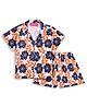 Tilism Knit Half Sleeves Floral Printed Shirt & Shorts Coordinating Night Suit Set - Multi Colour