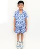 Tilism Knit Half Sleeves Evil Eye Printed Shirt & Shorts Coordinating Night Suit Set - Multi Colour