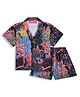 Tilism Knit Half Sleeves Abstract Printed Shirt & Shorts Coordinating Night Suit Set - Multi Colour