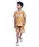 Tilism Knit Half Sleeves Trees Printed Shirt & Shorts Coordinating Night Suit Set - Multi Colour