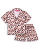 Tilism Knit Half Sleeves Floral Printed Coordinating Shirt & Shorts Night Suit Set - Multi Colour