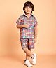 Tilism Knit Half Sleeves Mandala Printed Coordinating Shirt & Shorts Night Suit Set - Multi Colour