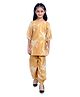 Tilism Knit Three Fourth Puffed Sleeves Palm Trees Printed Coordinating Night Suit Set - Multi Colour