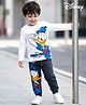 Babyhug Disney Single Jersey Knit Full Sleeves T-Shirt and Track Pant with Mickey Mouse and Friends Graphic - White & Black