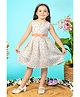 Tiny Twills Linen Woven Sleeveless Floral Printed Dress With Belt - Peach