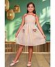 Tiny Twills Cotton Blend Woven Sleeveless Striped Hearts Crochet Designed & Smocked Dress - Rust Orange