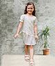 Tiny Twills Cotton Blend Woven Half Puffed Sleeves Abstract Embroidered & Striped Layered Dress - Beige