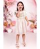 Tiny Twills Cambric Woven Sleeveless Unicorn Embroidered & Frill Detailed Dress - Peach