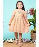 Tiny Twills Cotton Woven Half Sleeves Floral Embroidered Dress - Yellow