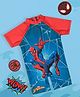 Yellow Bee Marvel Half Raglan Sleeves Spiderman Printed Swimsuit - Blue