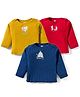 ZERO Knitted Full Sleeves Vests With Animal Print Pack Of 3 - Navy Blue Red & Mustard