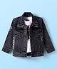 Dapper Dudes Full Sleeves Mild Washed & Typography Printed Denim Jacket With Tee Set - Black