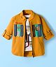 Dapper Dudes Full Sleeves Typography Printed Jacket With Tee Set - Mustard