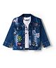 Dapper Dudes Full Sleeves Mild Washed & Numericals Patch Detailed Jacket With Tee Set - Dark Blue
