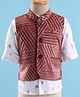 Dapper Dudes Full Sleeves Abstract Printed Shirt With Waistcoat Set - Peach