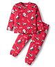 Doodle Poodle 100% Cotton Knit Full Sleeves Co-Ord Nightsuit with Vehicle Print - Red