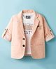Dapper Dudes Full Sleeves Alphabets Printed Blazer With Tee Set - Peach