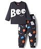 Babyhug Cotton Knit Full Sleeve Night Suit with Ghost Print - Navy Blue