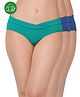 Inner Sense Organic Cotton Knit Pack Of 3 Solid V Band Detailed Plus Size Maternity Panties - Blue & Green