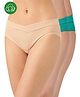 Inner Sense Organic Cotton Knit Pack Of 3 Solid V Band Detailed Plus Size Maternity Panties - Green & Beige