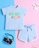 Knitting Doodles Pure Cotton Knit Half Sleeves On My Moms Last Nerve Text Printed Tee & Shorts Set - Light Blue