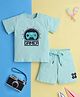 Knitting Doodles Pure Cotton Knit Half Sleeves Gaming Console Printed Tee & Shorts Set - Sea Green