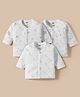 Zero Interlock Knit Full Sleeves Front Open Jhablas with Animal Print Pack of 3 - White