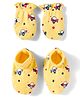 Babyhug 100% Cotton Knit Mittens and Bootie Set with Vehicle - Yellow