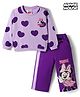 Babyhug Disney Terry Knit Full Sleeves Sweatshirt and Track Pant Set with Minnie Mouse Graphic - Purple