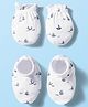 Babyhug 100% Cotton Knit  Mittens & Booties Set with Nautical Print - White