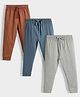 Orange Sugar 100% Cotton Knit Pack Of 3 Solid Full Length Joggers  - Multi Colour