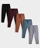 Orange Sugar 100% Cotton Knit Pack Of 5 Solid Full Length Joggers  - Multi Colour