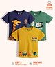 Orange Sugar 100% Cotton Knit Pack Of 3 Half Sleeves Giraffe & Cars Printed Tees  - Multi Colour