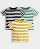 Orange Sugar 100% Cotton Knit Pack Of 3 Half Sleeves Black & Green Striped Tees  -  Multi Colour